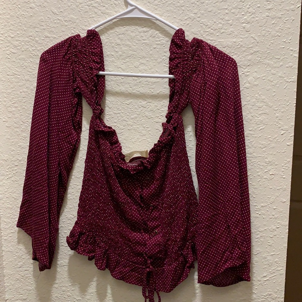 Off the shoulder polka dot top
